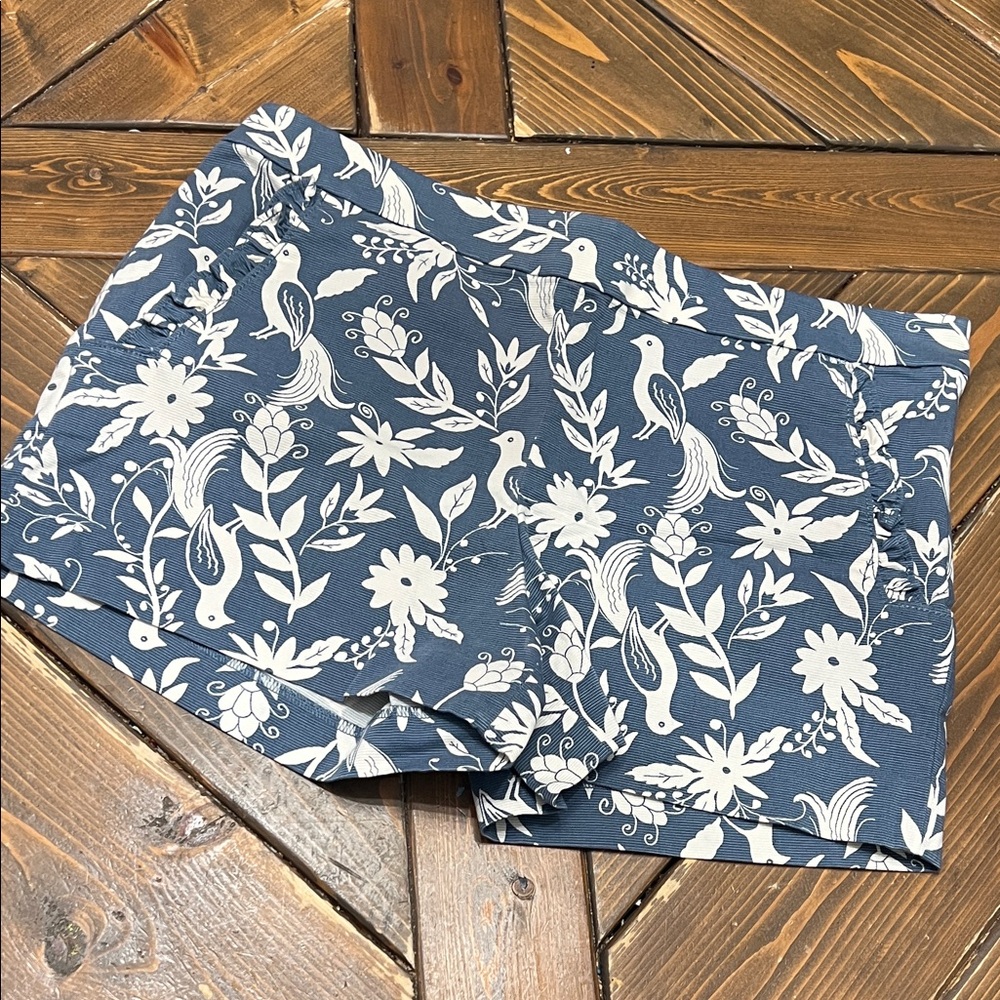 LOFT Blue and White Floral Bike Shorts